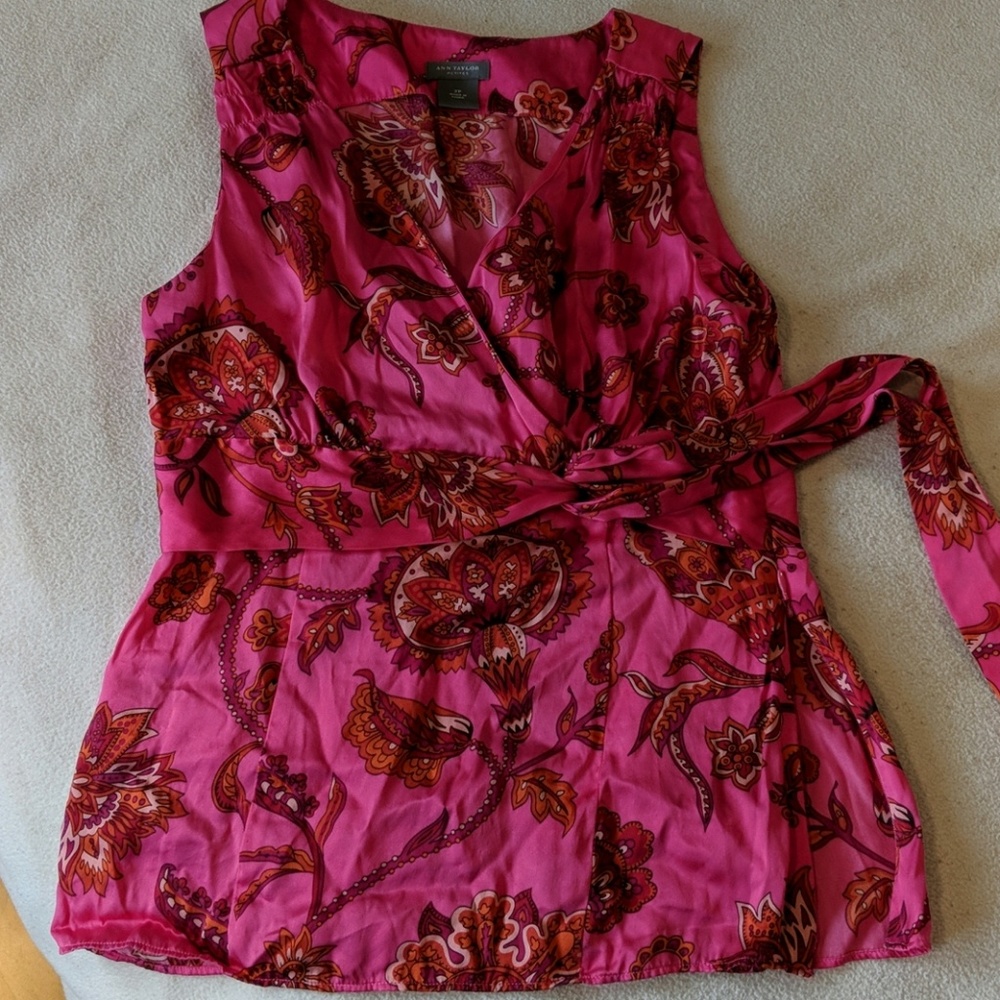 Pink silk top from Ann Taylor, size 2P